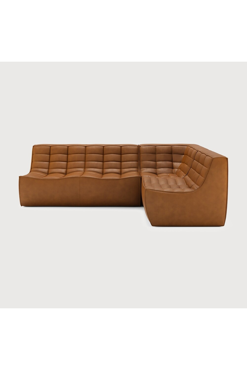   Brown Leather 3-Piece Modular Sofa | Oroa.com