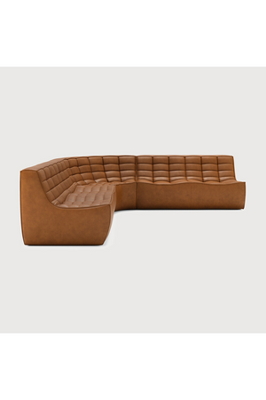   Brown Leather Modular Sofa Set | Oroa.com