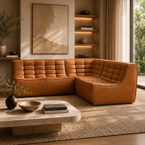   Brown Leather Modular Sofa Set | Oroa.com