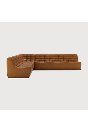   Brown Leather Modular Sofa | Oroa.com
