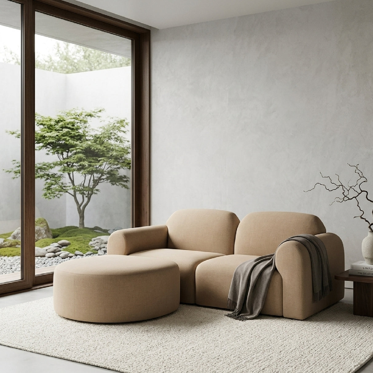   Modern European furniture - End Seater Sofa with Semi-Circle Footstool - www.oroa.com | Oroa.com