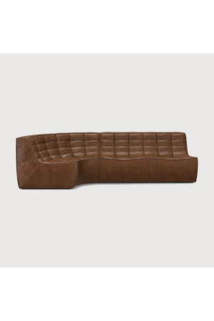   Dark Brown Leather 2-Seater Modular Sofa | Oroa.com