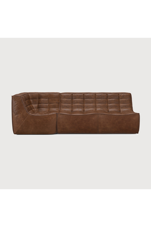   Dark Brown Leather 2-Seater Modular Sofa | Oroa.com