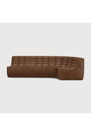   Dark Brown Leather 2-Seater Modular Sofa | Oroa.com