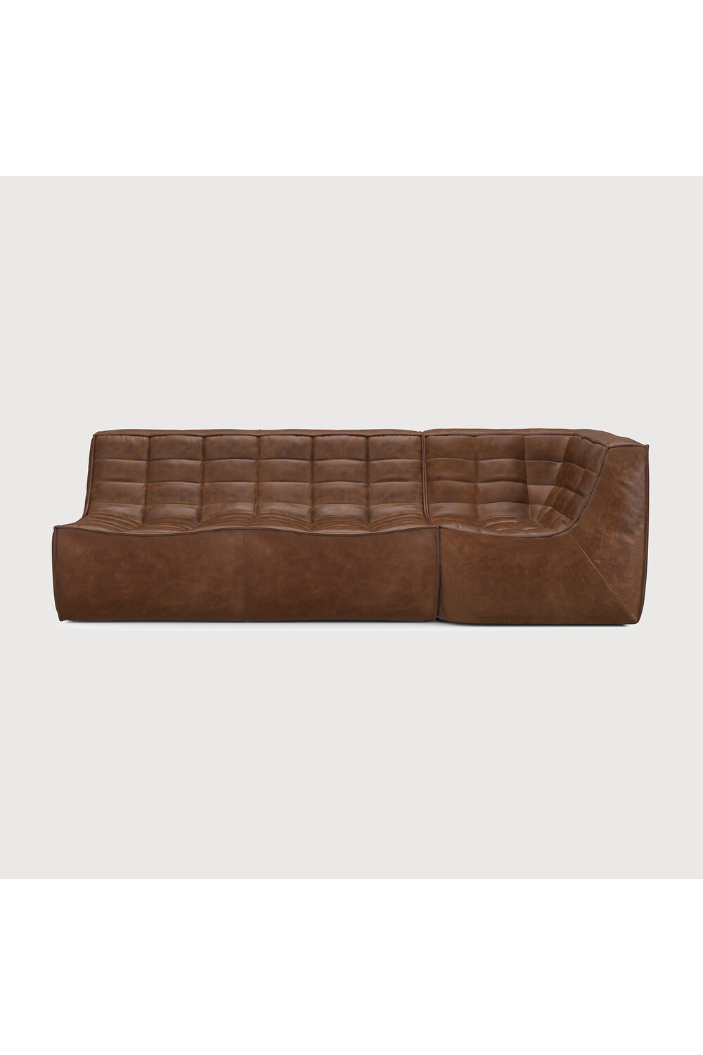   Dark Brown Leather 2-Seater Modular Sofa | Oroa.com