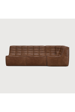   Dark Brown Leather 2-Seater Modular Sofa | Oroa.com