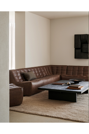   Dark Brown Leather 2-Seater Modular Sofa | Oroa.com