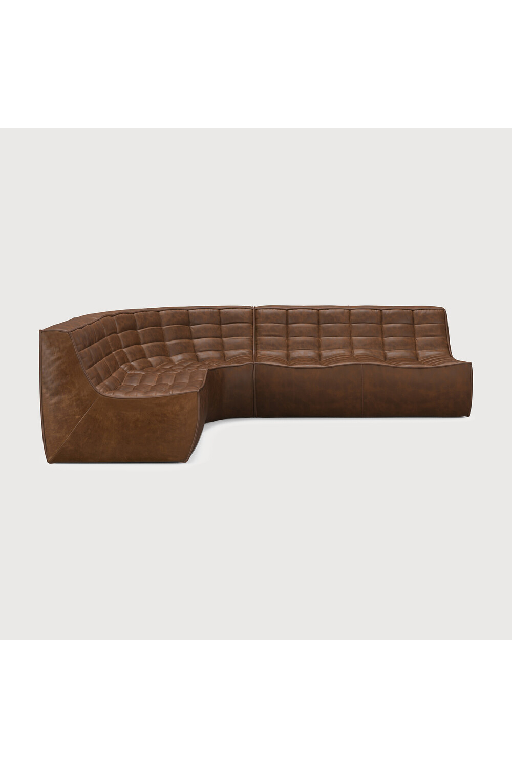   Brown Leather 3-Piece Modular Sofa | Oroa.com