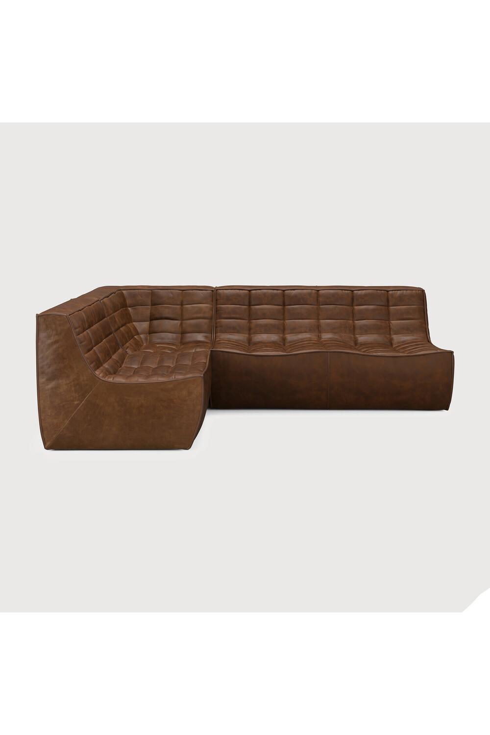   Brown Leather 3-Piece Modular Sofa | Oroa.com