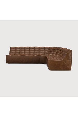  Brown Leather 3-Piece Modular Sofa | Oroa.com