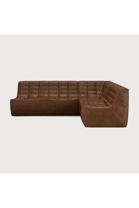  Brown Leather 3-Piece Modular Sofa | Oroa.com