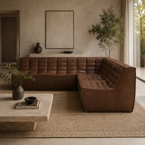   Dark Brown Leather Modular Sofa Set | Oroa.com