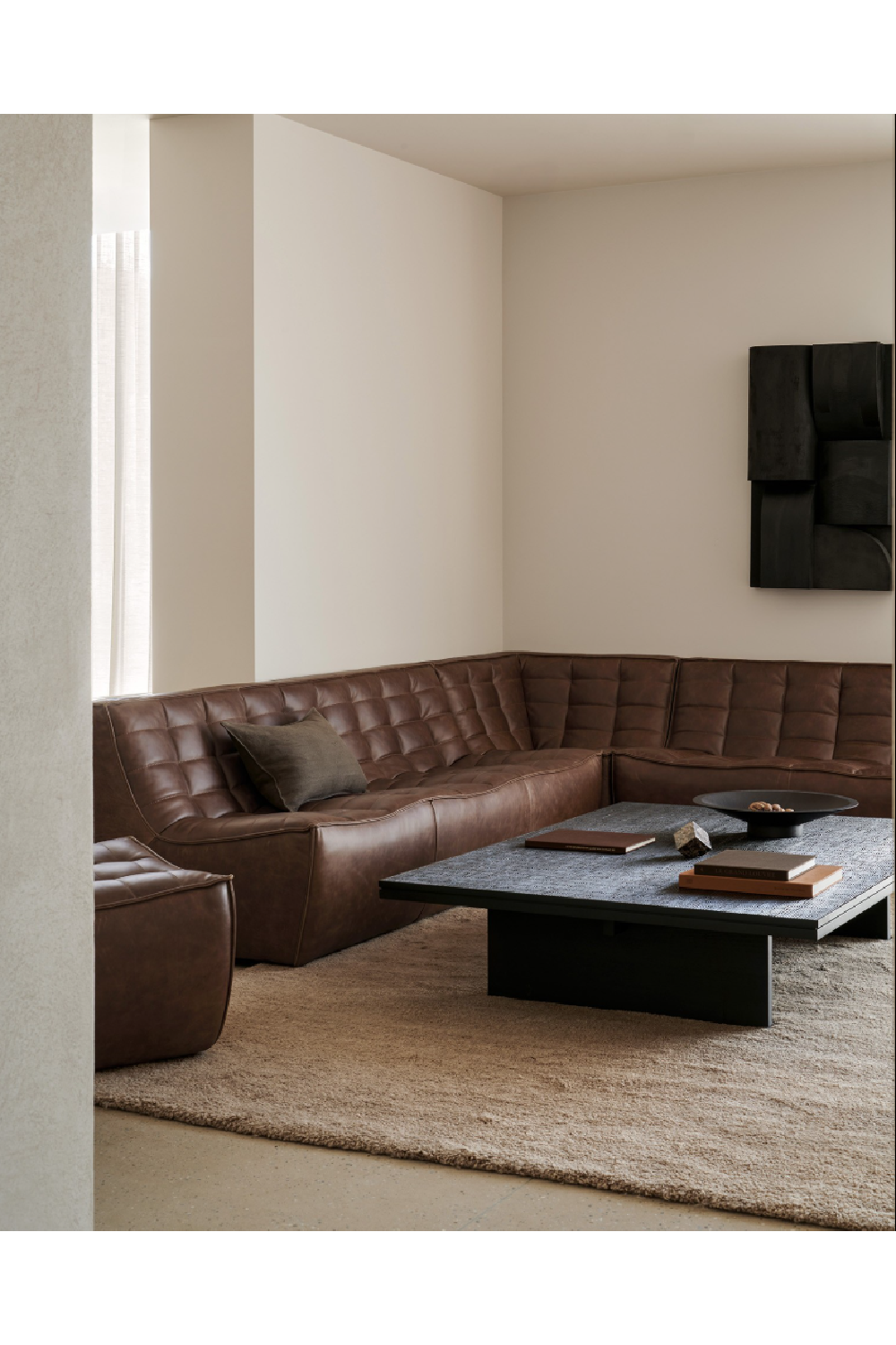   Dark Brown Leather Modular Sofa Set | Oroa.com