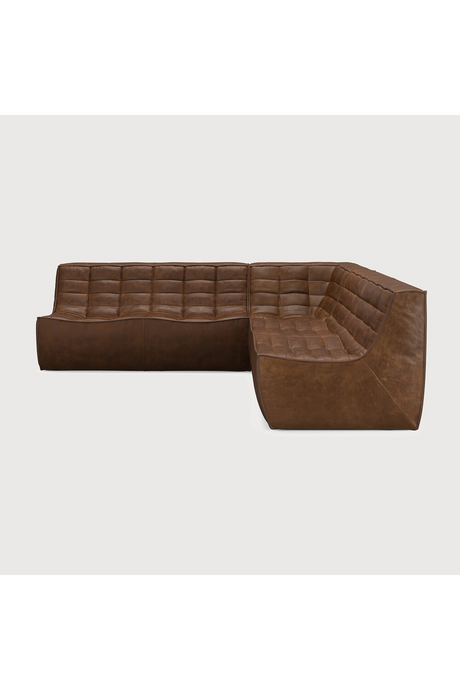   Dark Brown Leather Modular Sofa Set | Oroa.com