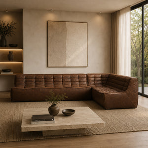   Dark Brown Leather Modular Sofa | Oroa.com