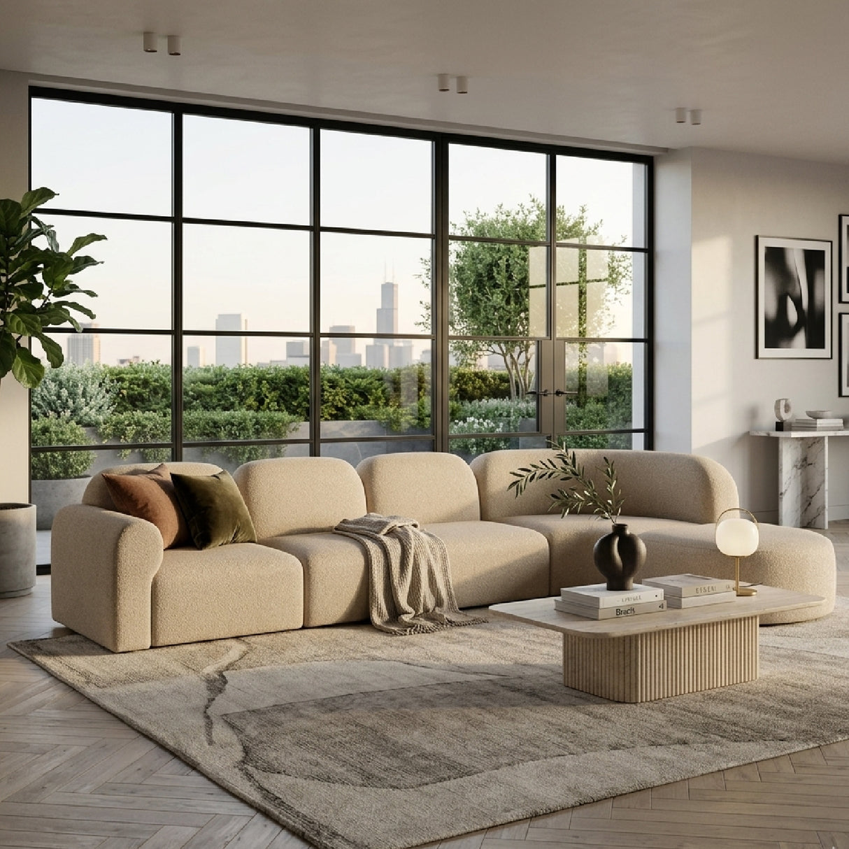   Modern European furniture - Modular Sofa Set with Semi-Circle Stool - www.oroa.com | Oroa.com