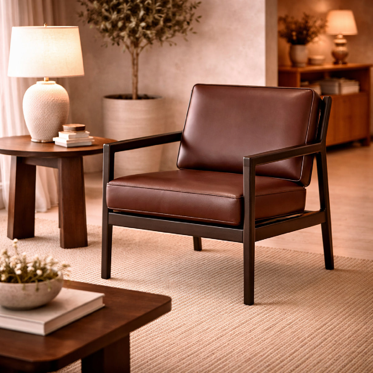   Brown Mahogany Lounge Chair | Oroa.com