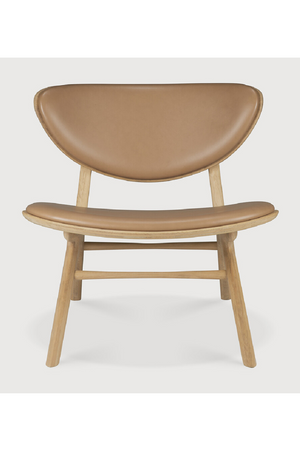   Varnished Oak Leather Lounge Chair | Oroa.com