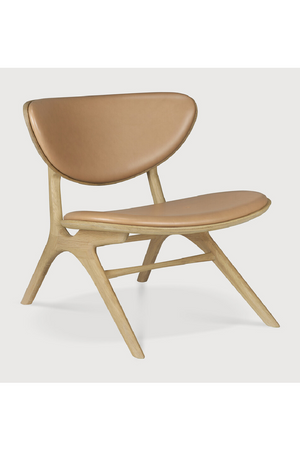   Varnished Oak Leather Lounge Chair | Oroa.com