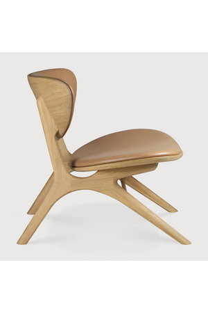   Varnished Oak Leather Lounge Chair | Oroa.com