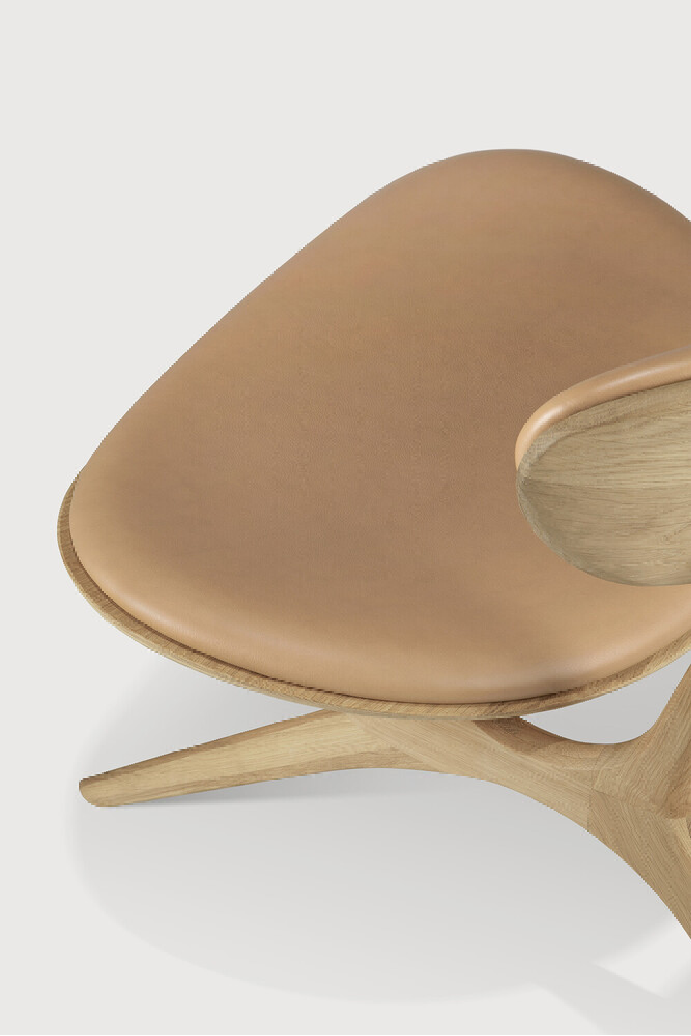   Varnished Oak Leather Lounge Chair | Oroa.com