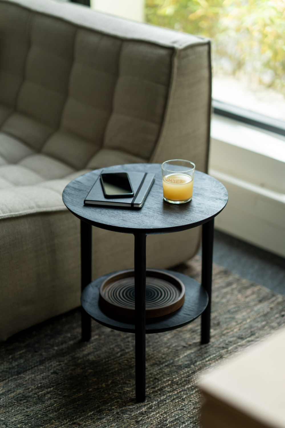   Circular Tiered Black Oak Side Table | Oroa.com