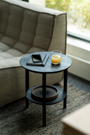   Circular Tiered Black Oak Side Table | Oroa.com
