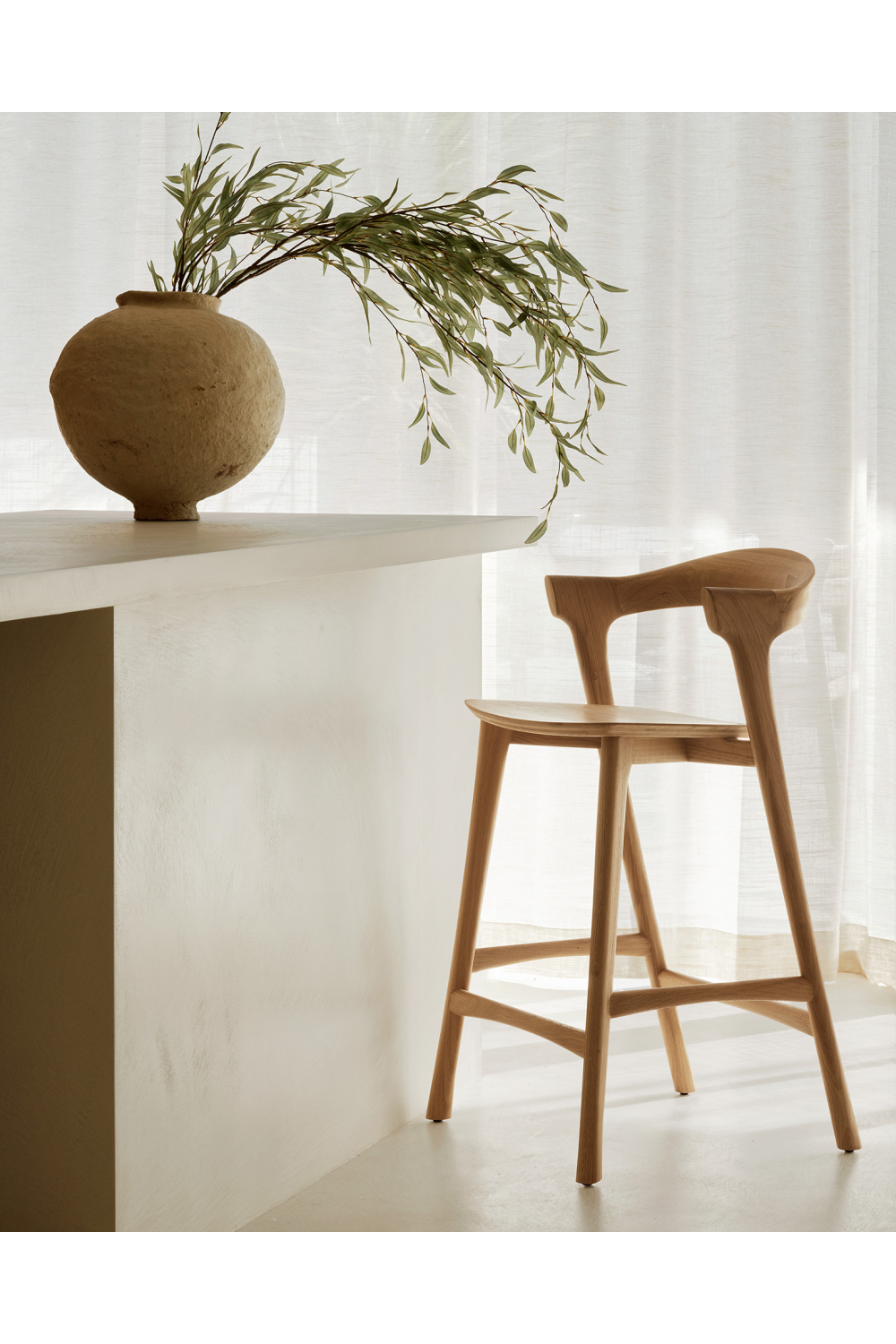   Curved Oak Counter Stool | Oroa.com