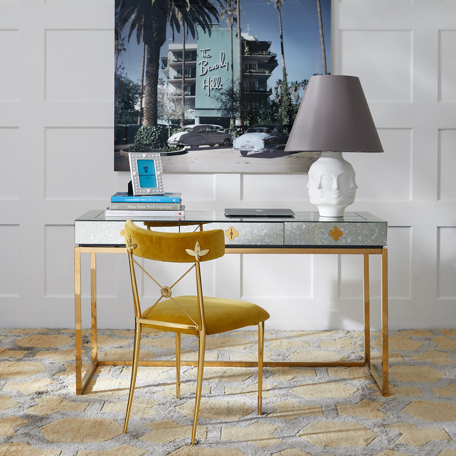   Antiqued Mirror 3-Drawer Desk | Oroa.com