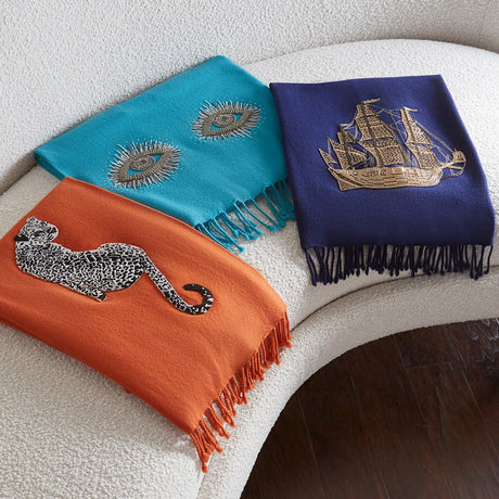   Bead Embroidered Orange Throw | Oroa.com