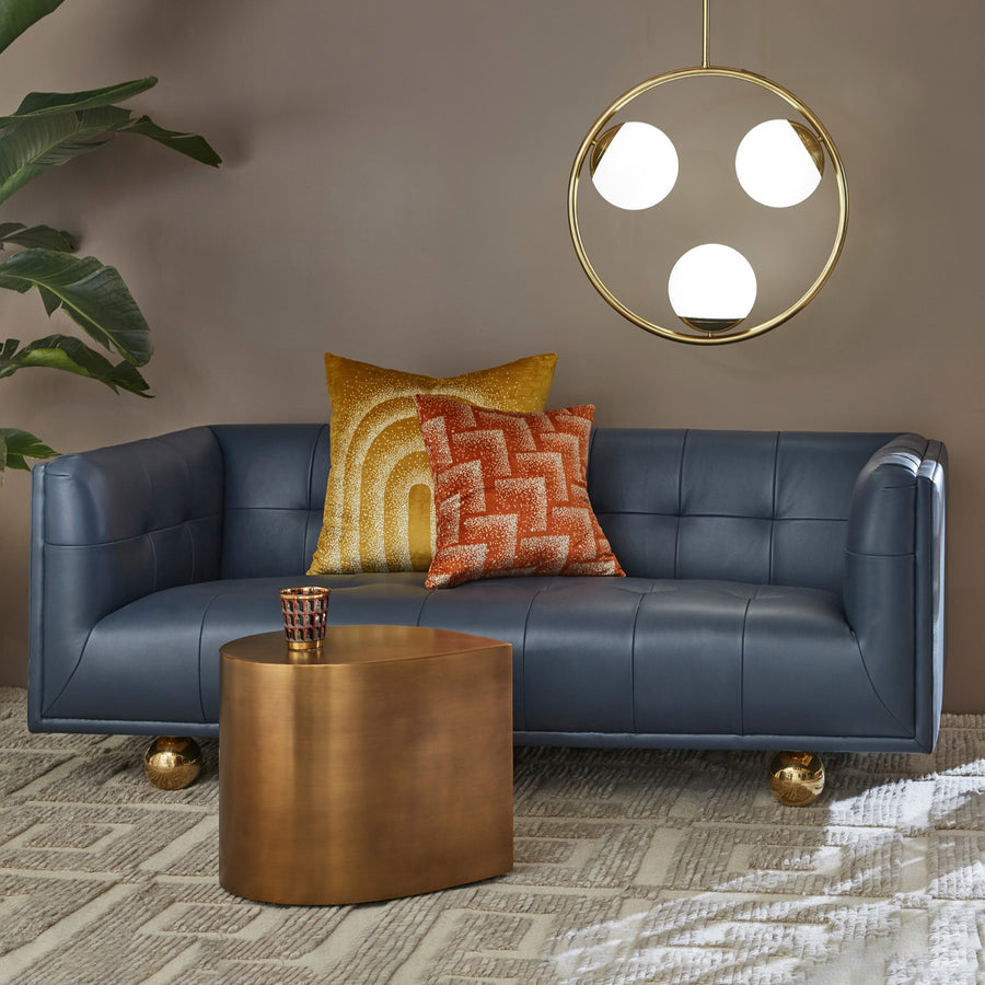   Brass Ball Feet Tufted Sofa | Oroa.com
