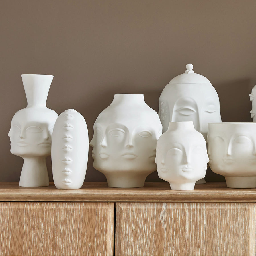   Unglazed Porcelain Face Vase L | Oroa.com