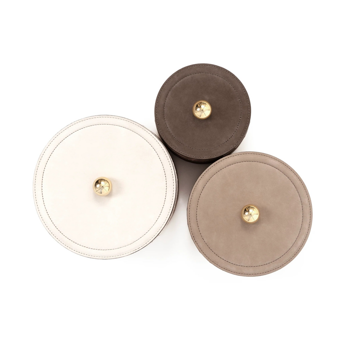   Round Embroidered Leather Box | Oroa.com