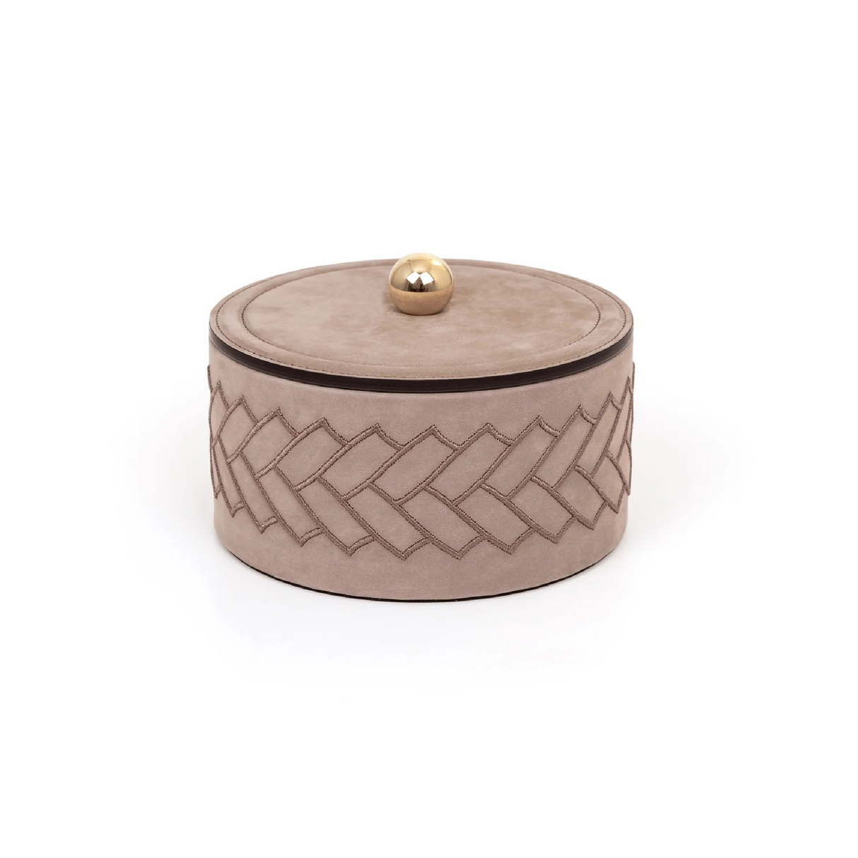   Round Embroidered Leather Box | Oroa.com