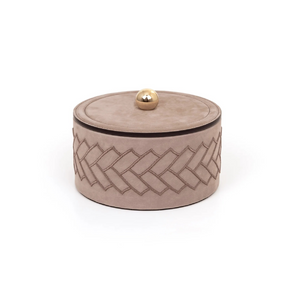   Round Embroidered Leather Box | Oroa.com