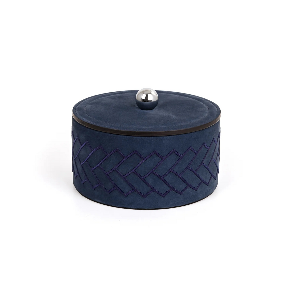   Round Embroidered Leather Box | Oroa.com