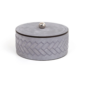   Round Embroidered Leather Box | Oroa.com