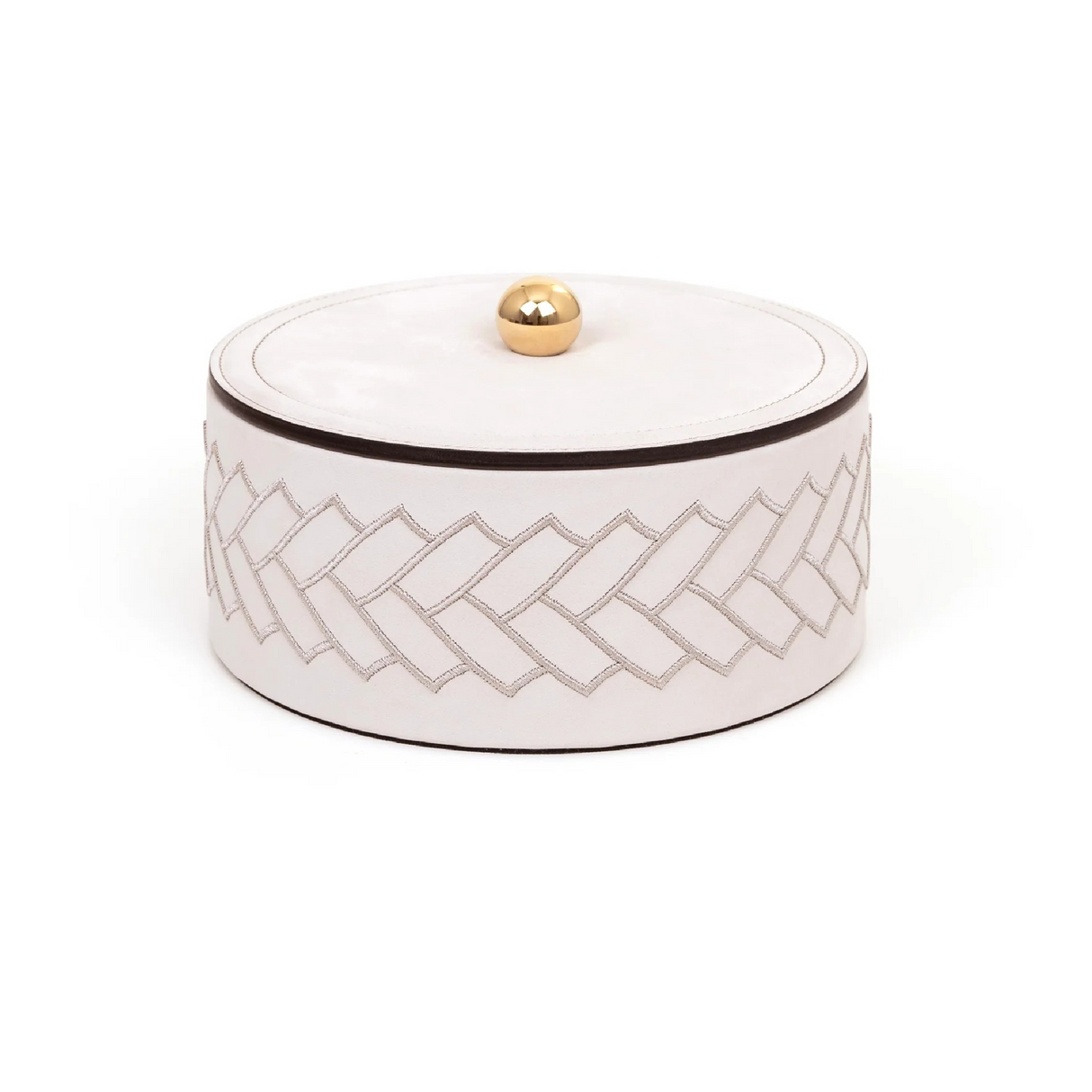   Round Embroidered Leather Box | Oroa.com