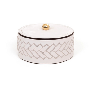   Round Embroidered Leather Box | Oroa.com