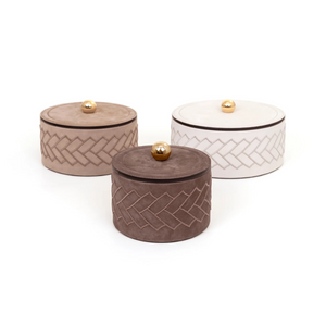   Round Embroidered Leather Box | Oroa.com