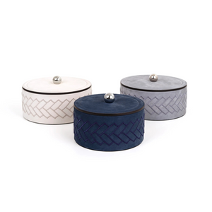   Round Embroidered Leather Box | Oroa.com