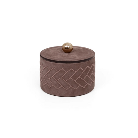   Round Embroidered Leather Box | Oroa.com