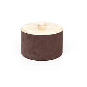   Leather Round Lidded Box | Oroa.com
