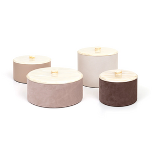   Leather Round Lidded Box | Oroa.com