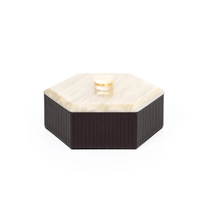   Leather Hexagonal Lidded Box | Oroa.com