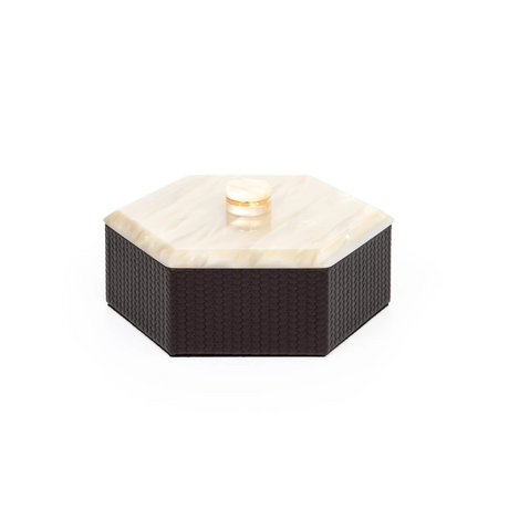   Leather Hexagonal Lidded Box | Oroa.com