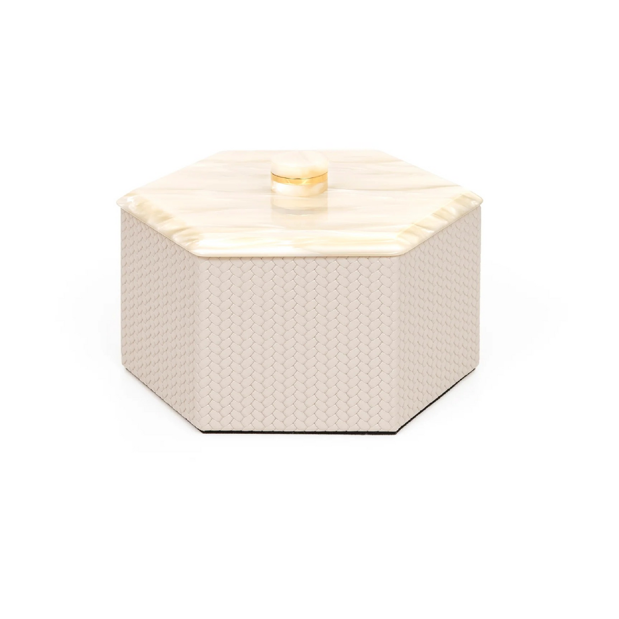   Leather Hexagonal Lidded Box | Oroa.com