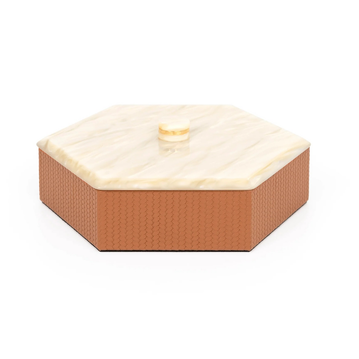   Leather Hexagonal Lidded Box | Oroa.com