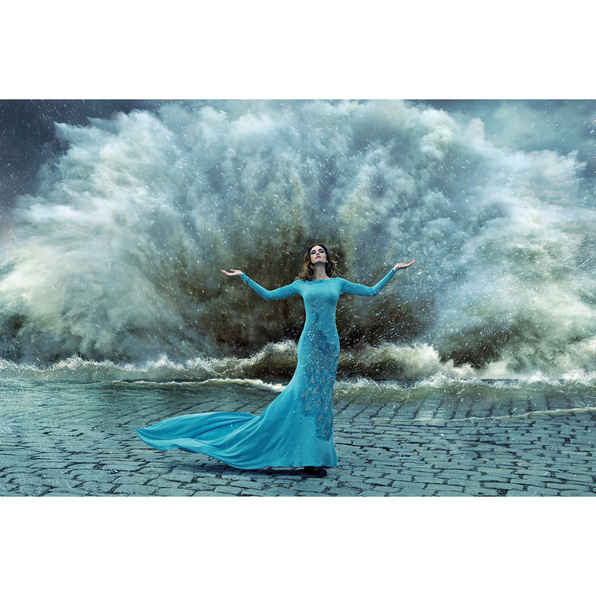   Blue Gowned Woman Photographic Art | Oroa.com