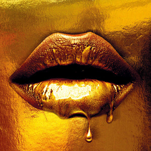   Gold Dripped Lips Photographic Art | Oroa.com